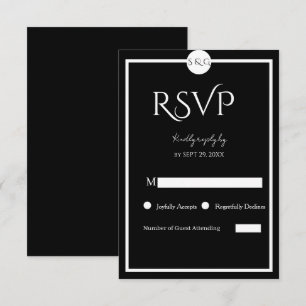 Minimalist Elegant Black & White Wedding RSVP Card