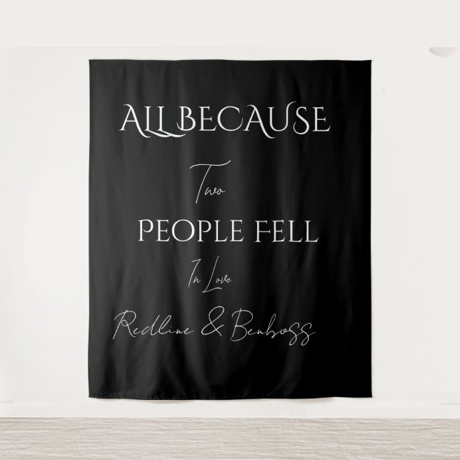 Minimalist Elegant Black & White Wedding Tapestry (Front)