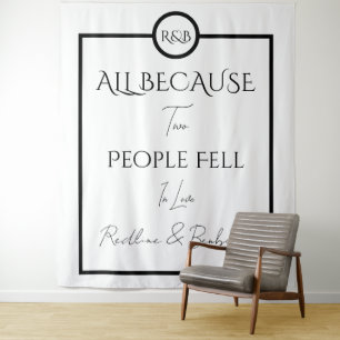 Minimalist Elegant Black & White Wedding Tapestry