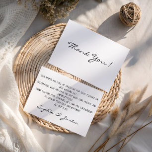 Minimalist Elegant Black & White Wedding Thank You Card