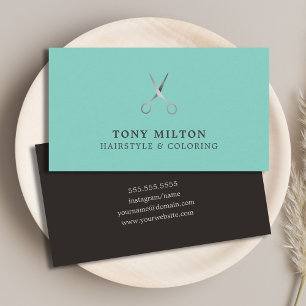 Minimalist Elegant Blue Black Silver Hairstyle Business Card