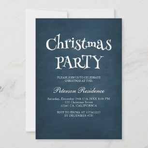 Minimalist Elegant Blue Christmas Party  Invitation