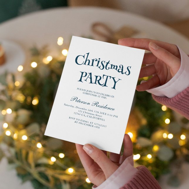 Minimalist Elegant Blue Christmas Party Invitation (Creator Uploaded)