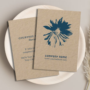 Minimalist Elegant Blue Flower Florist Business Card
