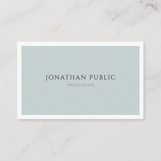 Minimalist Elegant Blue Green Simple Plain Modern Business Card (Front)