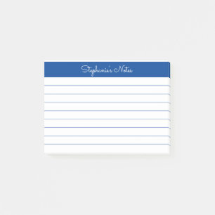 Minimalist Elegant Blue Lined Personalised Post-it Notes