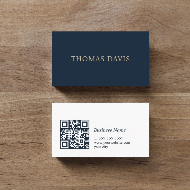 Minimalist Elegant Blue QR Code Consultant Business Card (Creator Uploaded)