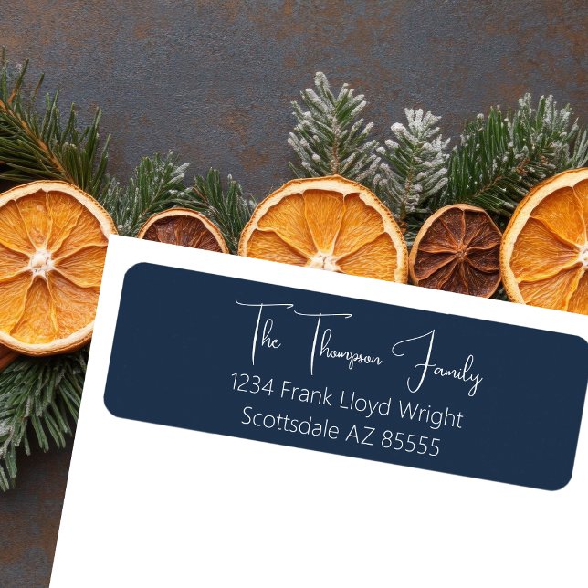  Minimalist Elegant Blue Script Return Address (Creator Uploaded)