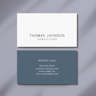 Minimalist Elegant Blue  White Consultant Business Card