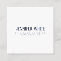 Minimalist Elegant Blue & White Plain Retro