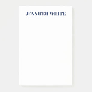 Minimalist Elegant Blue & White Plain Retro Post-it Notes