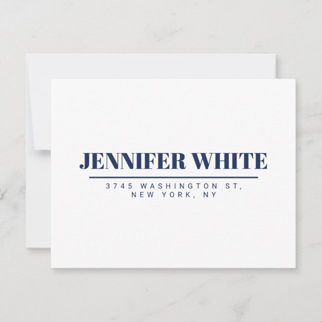 Minimalist Elegant Blue & White Plain Retro RSVP Card (Front)