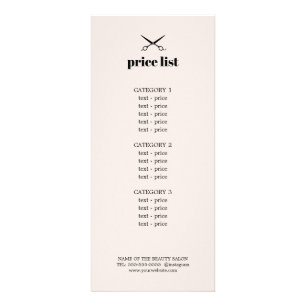 Minimalist Elegant Blush Hair Salon Price List Rack Card