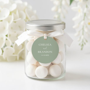 Minimalist Elegant Boho Sage Green Wedding Classic Round Sticker