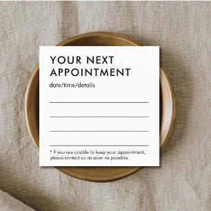 Minimalist Elegant Bold Black White Appointment Card