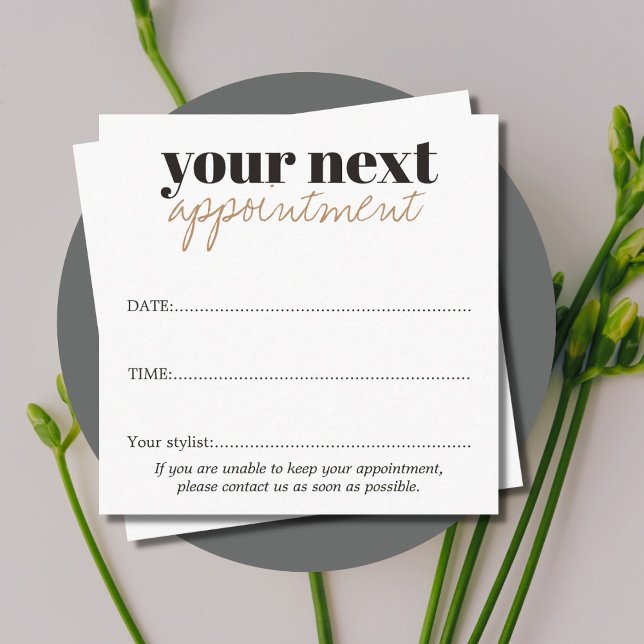 Minimalist Elegant Bold Black White Golden Salon Appointment Card (Creator Uploaded)