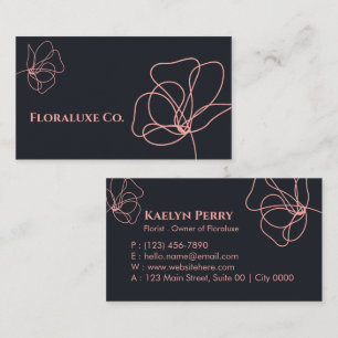 Minimalist Elegant Bold Deep Charcoal Rose Gold    Business Card