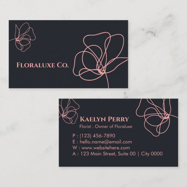 Minimalist Elegant Bold Deep Charcoal Rose Gold    Business Card (Front/Back)