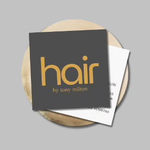 Minimalist Elegant Bold Golden Dark Grey Salon Square Business Card