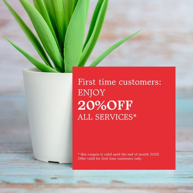 Minimalist Elegant Bold Red White Coupon (Creator Uploaded)