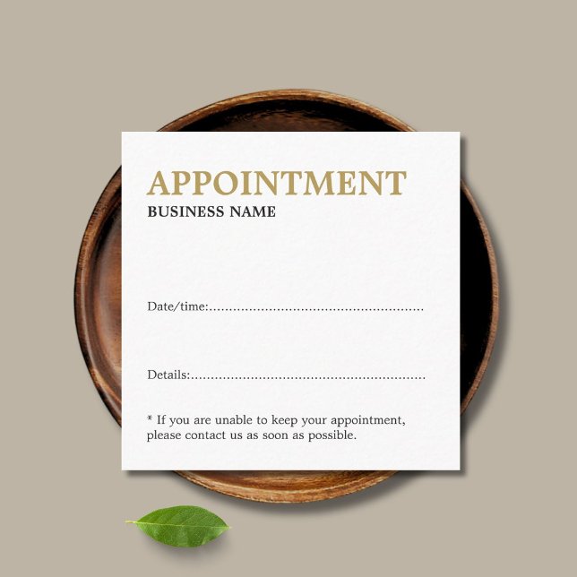 Minimalist Elegant Bold White Golden Yellow  Appointment Card (Creator Uploaded)