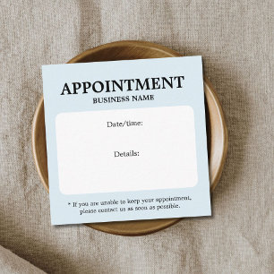 Minimalist Elegant Bold White Light Blue Appointment Card