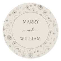 Minimalist Elegant Botanical Wedding Sticker