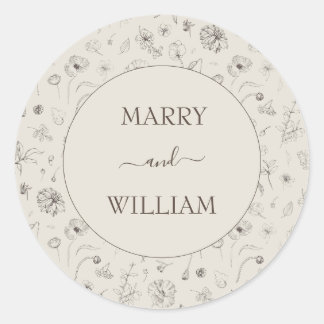 Minimalist Elegant Botanical Wedding Sticker