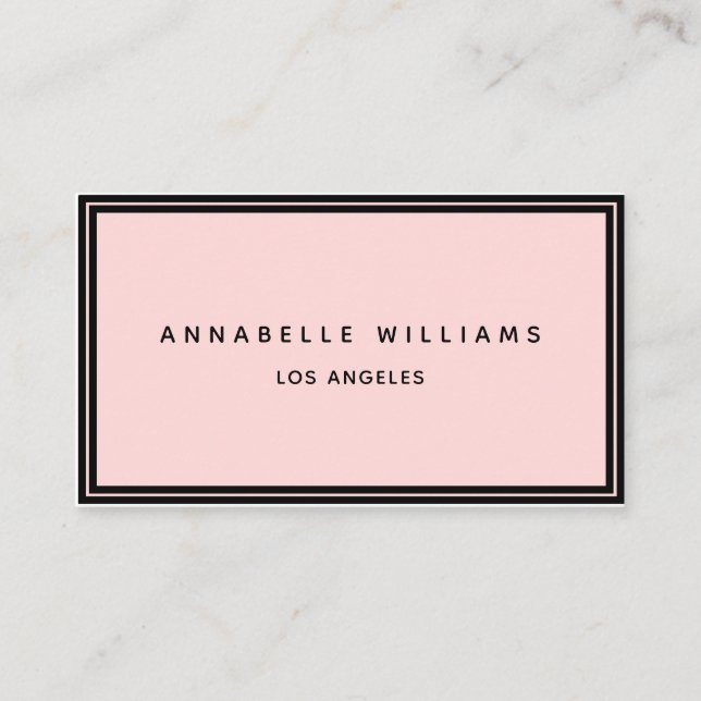 Minimalist Elegant Boutique Black Pink Business Card (Front)