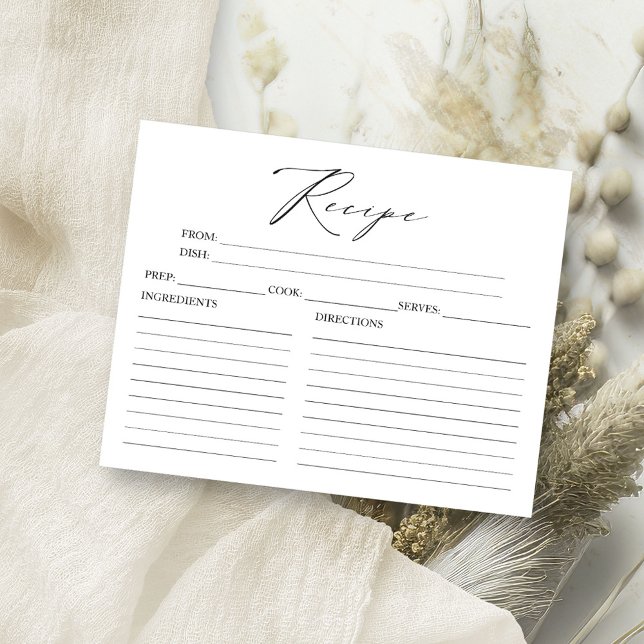 Minimalist Elegant Bridal Shower Recipe Cards (Creator Uploaded)