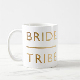 minimalist elegant bride tribe faux gold text coffee mug