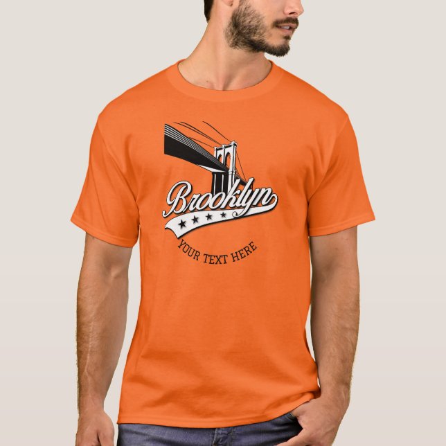 Minimalist Elegant Brooklyn Design Orange Shirt (Front)