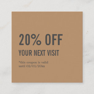 Minimalist Elegant Brown Discount Card