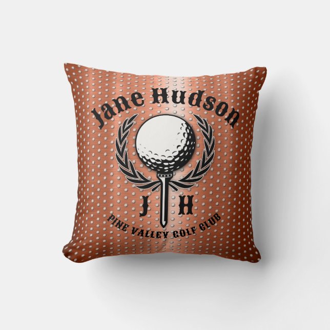 Minimalist Elegant Brushed Copper Golf Design Cushion (Front)