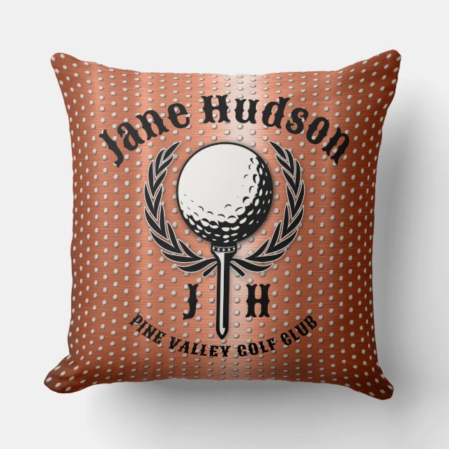 Minimalist Elegant Brushed Copper Golf Design Cushion (Front)