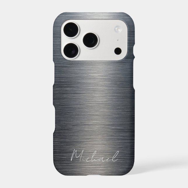 Minimalist Elegant Brushed Metal Silver Gray (Back)