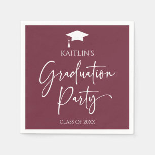 Minimalist Elegant Burgundy Graduation Party Napkin