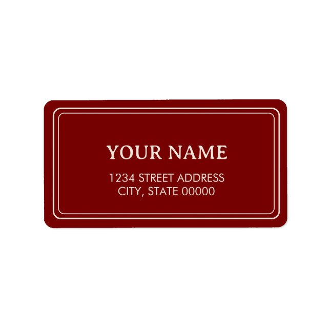 Minimalist Elegant Burgundy Red  Label (Front)