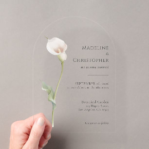 Minimalist Elegant Calla Lily Wedding Acrylic Invitations