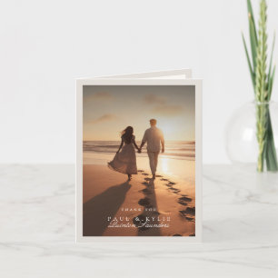 Minimalist Elegant Calligraphy Photo Wedding Thank You Card