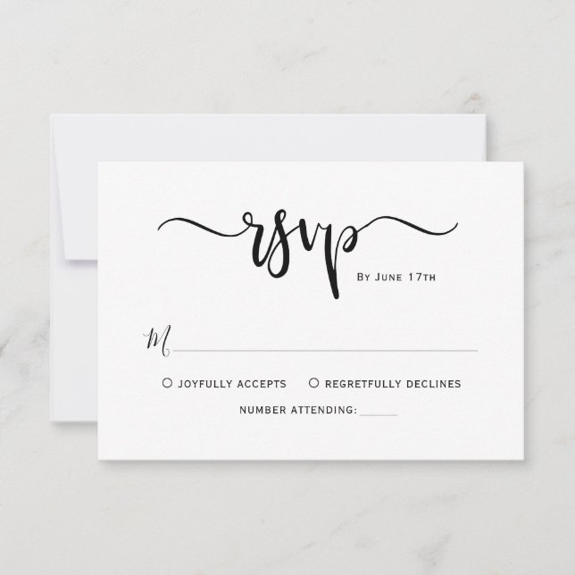 Minimalist Elegant Calligraphy Script Wedding RSVP Card (Front)