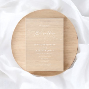 Minimalist Elegant Calligraphy Wedding Acrylic Invitations