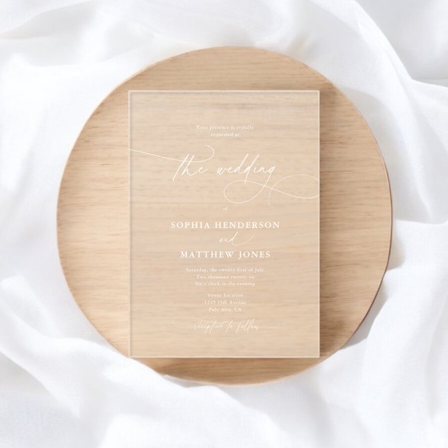 Minimalist Elegant Calligraphy Wedding Acrylic Invitations (Creator Uploaded)