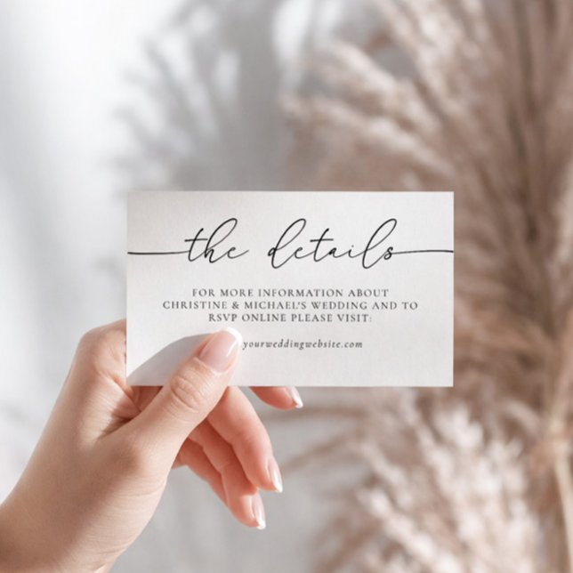 Minimalist Elegant Calligraphy Wedding Details Enclosure Card (Creator Uploaded)