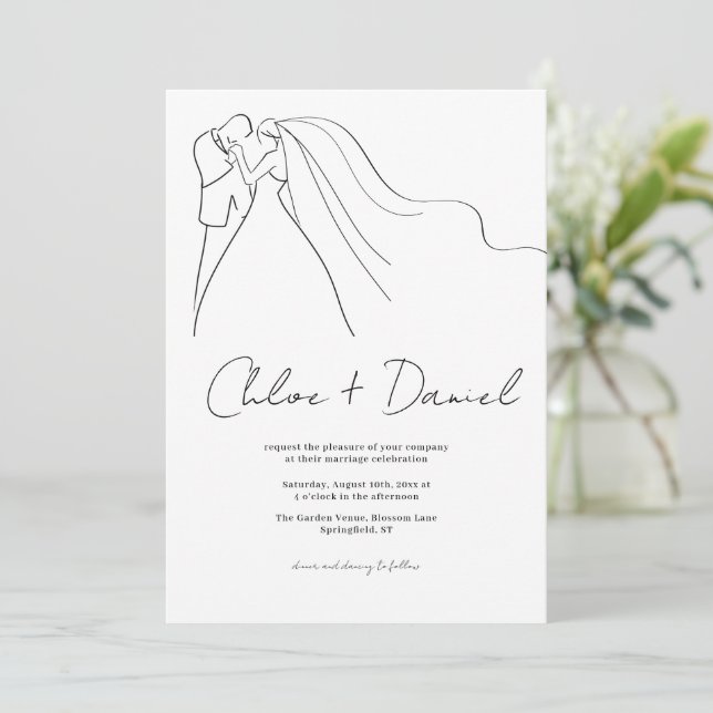 Minimalist Elegant Calligraphy Wedding Invitation (Standing Front)