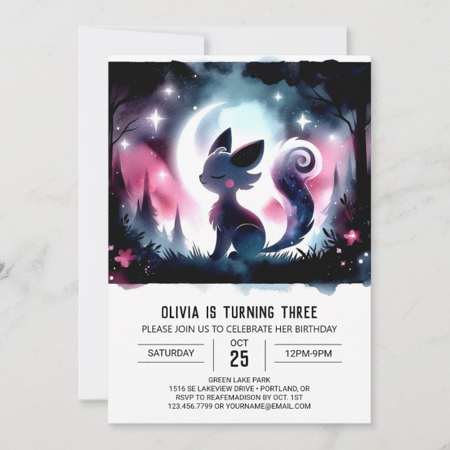 Minimalist Elegant Cat Birthday Invitation (Front)