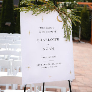 Minimalist Elegant Celestial Wedding Welcome Sign