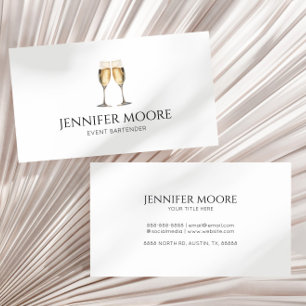 Minimalist Elegant Champagne Flute Glasses Custom  Business Card
