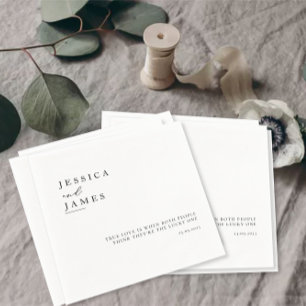 Minimalist Elegant Chic Black and White Wedding Napkin