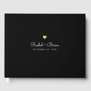 Minimalist elegant chic black wedding guest book